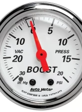 AutoMeter GAUGE; VAC/BOOST; 2 1/16in.; 30INHG-20PSI; MECHANICAL; ARCTIC WHITE                                     - 1372 - Image 3