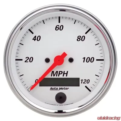 AutoMeter GAUGE; SPEEDOMETER; 3 3/8in.; 120MPH; ELEC. PROG. W/LCD ODO; ARCTIC WHITE - 1380