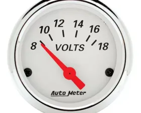AutoMeter GAUGE; VOLTMETER; 2 1/16in.; 18V; ELEC; ARCTIC WHITE