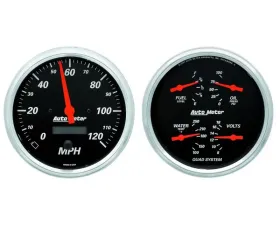 AutoMeter GAUGE KIT; 2 PC.; QUAD/SPEEDOMETER; 5in.; DESIGNER BLACK