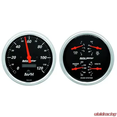 AutoMeter GAUGE KIT; 2 PC.; QUAD/SPEEDOMETER; 5in.; DESIGNER BLACK - 1403