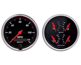 AutoMeter GAUGE KIT; 2 PC.; QUAD/SPEEDOMETER; 3 3/8in.; DESIGNER BLACK