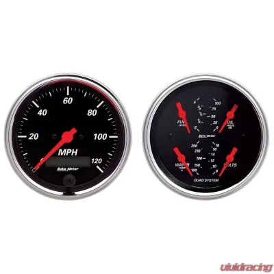 AutoMeter GAUGE KIT; 2 PC.; QUAD/SPEEDOMETER; 3 3/8in.; DESIGNER BLACK - 1408
