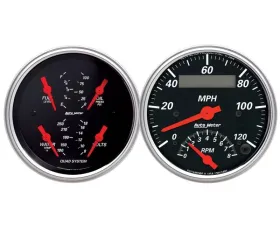 AutoMeter GAUGE KIT; 2 PC.; QUAD/TACH/SPEEDO; 3 3/8in.; DESIGNER BLACK