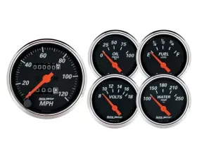 AutoMeter GAUGE KIT; 5 PC.; 3 1/8in./2 1/16in.; MECH. SPEEDOMETER; DESIGNER BLACK
