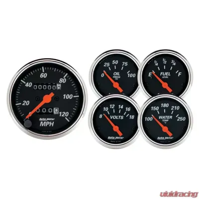 AutoMeter GAUGE KIT; 5 PC.; 3 1/8in./2 1/16in.; MECH. SPEEDOMETER; DESIGNER BLACK - 1420