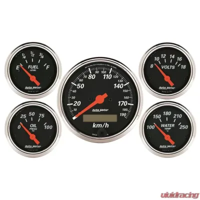 AutoMeter GAUGE KIT; 5 PC.; 3 1/8in./2 1/16in.; ELEC. KM/H SPEEDOMETER; DESIGNER BLACK - 1421-M