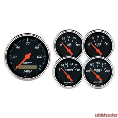 AutoMeter GAUGE KIT; 5 PC.; 3 1/8in./2 1/16in.; ELEC. SPEEDOMETER; DESIGNER BLACK - 1421