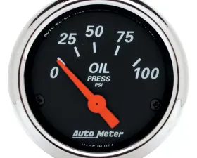AutoMeter GAUGE; OIL PRESS; 2 1/16in.; 100PSI; ELEC; DESIGNER BLACK