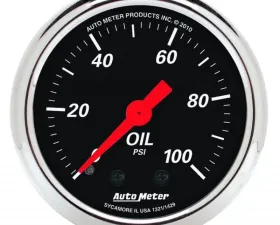 AutoMeter GAUGE; OIL PRESS; 2 1/16in.; 100PSI; MECH; DESIGNER BLACK