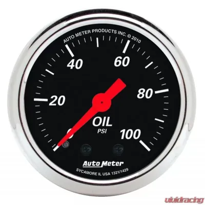 AutoMeter GAUGE; OIL PRESS; 2 1/16in.; 100PSI; MECH; DESIGNER BLACK - 1429