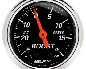 AutoMeter GAUGE; VAC/BOOST; 2 1/16in.; 30INHG-20PSI; MECHANICAL; DESIGNER BLACK