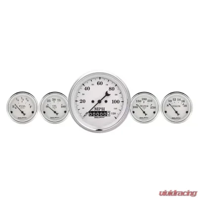 AutoMeter GAUGE KIT; 2 PC.; QUAD/SPEEDOMETER; 3 3/8in.; OLD TYME WHITE - 1600