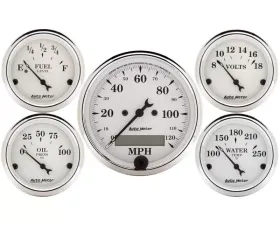 AutoMeter GAUGE KIT; 5 PC.; 3 1/8in./2 1/16in.; ELEC. SPEEDOMETER; OLD TYME WHITE