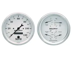 AutoMeter GAUGE KIT; 2 PC.; QUAD/SPEEDOMETER; 5in.; OLD TYME WHITE