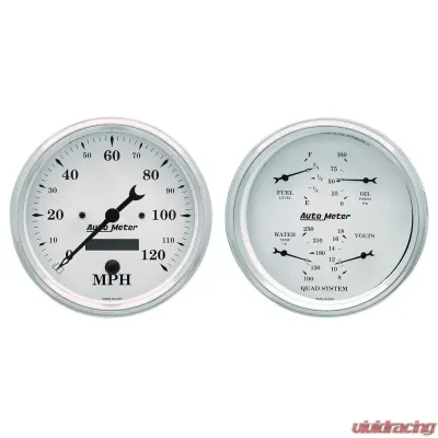 AutoMeter GAUGE KIT; 2 PC.; QUAD/SPEEDOMETER; 5in.; OLD TYME WHITE - 1603