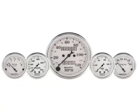 AutoMeter GAUGE KIT; 5 PC.; 3 1/8in./2 1/16in.; MECH. SPEEDO.; WTMP/OILP; OLD TYME WHT