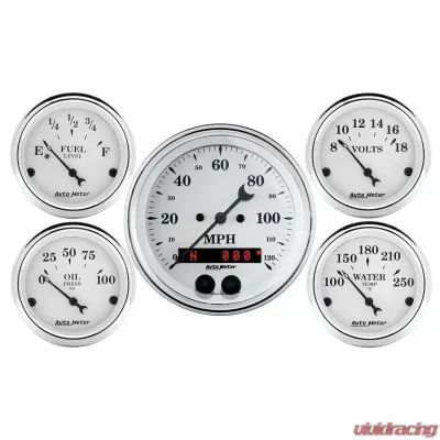 AutoMeter GAUGE KIT; 5 PC.; 3 3/8in./2 1/16in.; GPS SPEEDOMETER; OLD TYME WHITE - 1650