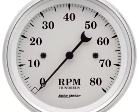 AutoMeter GAUGE; TACHOMETER; 3 3/8in.; 8K RPM; IN-DASH; OLD TYME WHITE