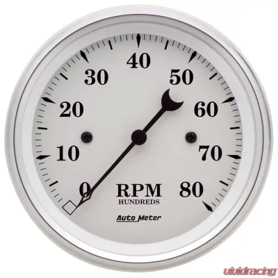 AutoMeter GAUGE; TACHOMETER; 3 3/8in.; 8K RPM; IN-DASH; OLD TYME WHITE - 1690