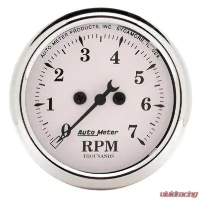 AutoMeter GAUGE; TACHOMETER; 2 1/16in.; 7K RPM; IN-DASH; OLD TYME WHITE - 1694
