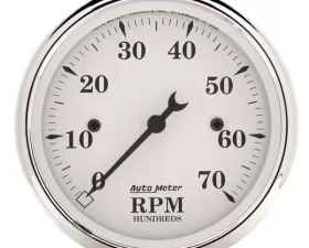 AutoMeter GAUGE; TACHOMETER; 3 1/8in.; 7K RPM; IN-DASH; OLD TYME WHITE