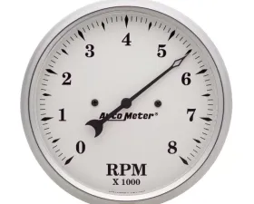AutoMeter GAUGE; TACHOMETER; 5in.; 8K RPM; IN-DASH; OLD TYME WHITE