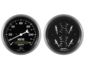 AutoMeter GAUGE KIT; 2 PC.; QUAD/SPEEDOMETER; 3 3/8in.; OLD TYME BLACK