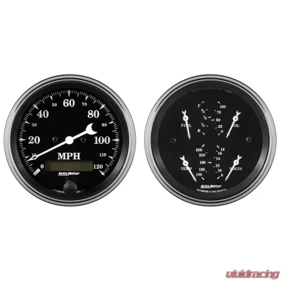 AutoMeter GAUGE KIT; 2 PC.; QUAD/SPEEDOMETER; 3 3/8in.; OLD TYME BLACK - 1700