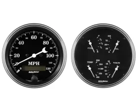AutoMeter GAUGE KIT; 2 PC.; QUAD/SPEEDOMETER; 5in.; OLD TYME BLACK