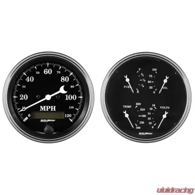 AutoMeter GAUGE KIT; 2 PC.; QUAD/SPEEDOMETER; 5in.; OLD TYME BLACK - 1703