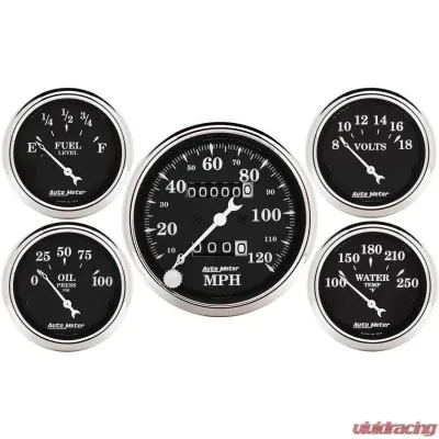 AutoMeter GAUGE KIT; 5 PC.; 3 1/8in./2 1/16in.; MECH. SPEEDOMETER; OLD TYME BLACK - 1708