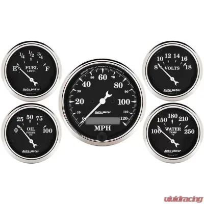 AutoMeter GAUGE KIT; 5 PC.; 3 1/8in./2 1/16in.; ELEC. SPEEDOMETER; OLD TYME BLACK - 1709