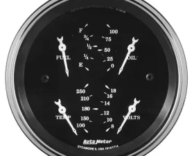 AutoMeter GAUGE; QUAD; 3 3/8in.; 0OE-90OF; ELEC; OLD TYME BLACK