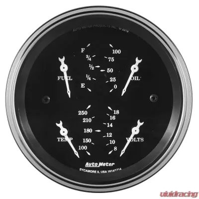 AutoMeter GAUGE; QUAD; 3 3/8in.; 0OE-90OF; ELEC; OLD TYME BLACK - 1714