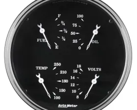 AutoMeter GAUGE; QUAD; 5in.; 0OE-90OF; ELEC; OLD TYME BLACK