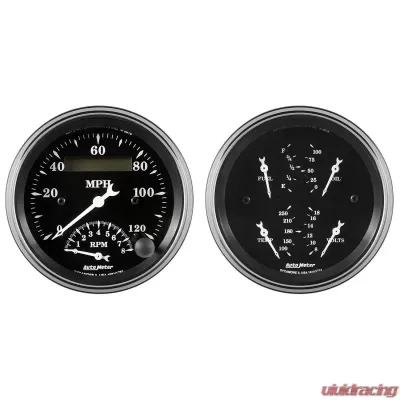 AutoMeter GAUGE KIT; 2 PC.; QUAD/TACH/SPEEDO; 3 3/8in.; OLD TYME BLACK - 1720