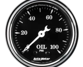 AutoMeter GAUGE; OIL PRESS; 2 1/16in.; 100PSI; MECH; OLD TYME BLACK
