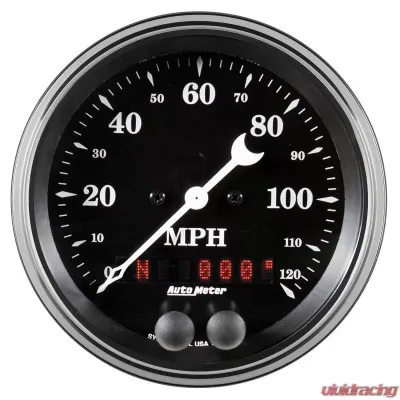 AutoMeter GAUGE; SPEEDOMETER; 3 3/8in.; 120MPH; GPS; OLD TYME BLACK - 1749