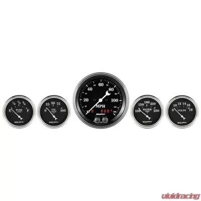 AutoMeter GAUGE KIT; 5 PC.; 3 3/8in./2 1/16in.; GPS SPEEDOMETER; OLD TYME BLACK - 1750