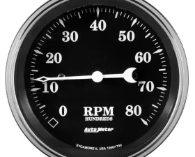 AutoMeter GAUGE; TACHOMETER; 3 3/8in.; 8K RPM; IN-DASH; OLD TYME BLACK