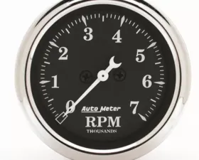 AutoMeter GAUGE; TACHOMETER; 2 1/16in.; 7K RPM; IN-DASH; OLD TYME BLACK