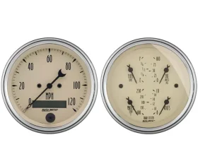 AutoMeter GAUGE KIT; 2 PC.; QUAD/SPEEDOMETER; 3 3/8in.; ANTIQUE BEIGE