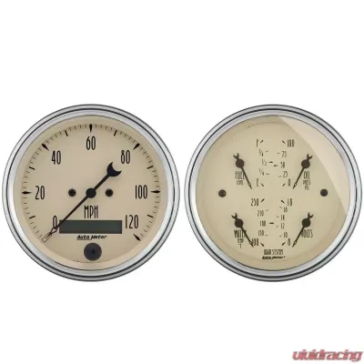 AutoMeter GAUGE KIT; 2 PC.; QUAD/SPEEDOMETER; 3 3/8in.; ANTIQUE BEIGE - 1800