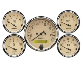 AutoMeter GAUGE KIT; 5 PC.; 3 1/8in./2 1/16in.; ELEC. KM/H SPEEDOMETER; ANTIQUE BEIGE