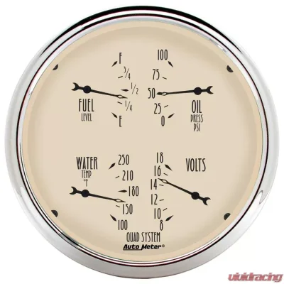 AutoMeter GAUGE; QUAD; 5in.; 240OE-33OF; ELEC; ANTIQUE BEIGE - 1810