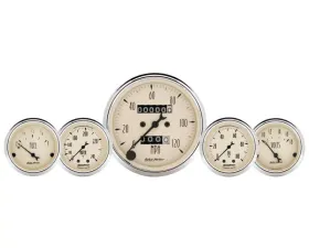 AutoMeter GAUGE KIT; 5 PC.; 3 1/8in./2 1/16in.; MECH. SPEEDO.; WTMP/OILP; ANTQ BEIGE