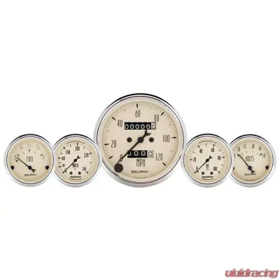 AutoMeter GAUGE KIT; 5 PC.; 3 1/8in./2 1/16in.; MECH. SPEEDO.; WTMP/OILP; ANTQ BEIGE - 1811