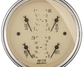 AutoMeter GAUGE; QUAD; 3 3/8in.; 240OE-33OF; ELEC; ANTIQUE BEIGE