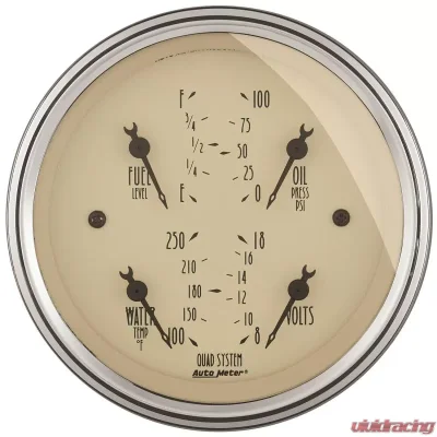 AutoMeter GAUGE; QUAD; 3 3/8in.; 240OE-33OF; ELEC; ANTIQUE BEIGE - 1812